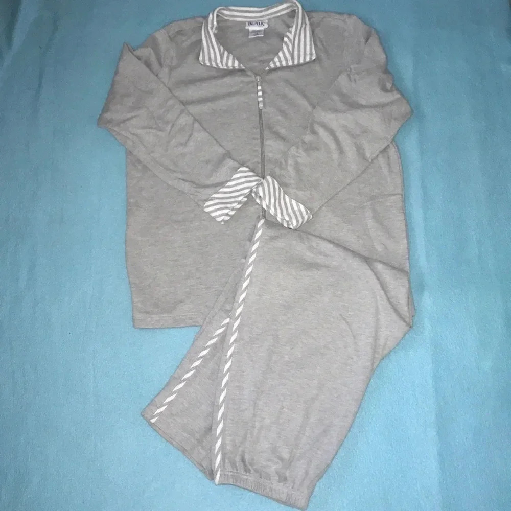 𝅺BLAIR activewear 3 piece sweatsuit long sleeve zip up striped pullover size L